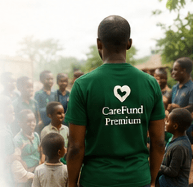 A CareFund Premium volunteer with children in the community