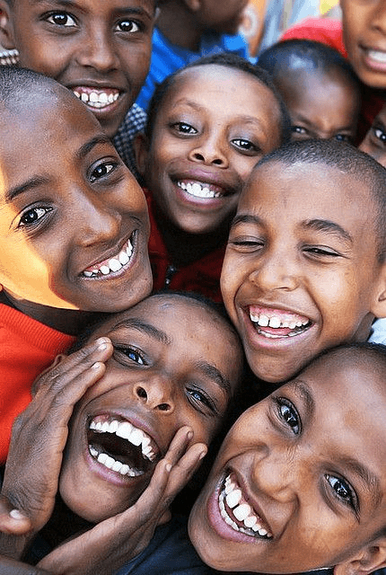 Smiling children laughing together